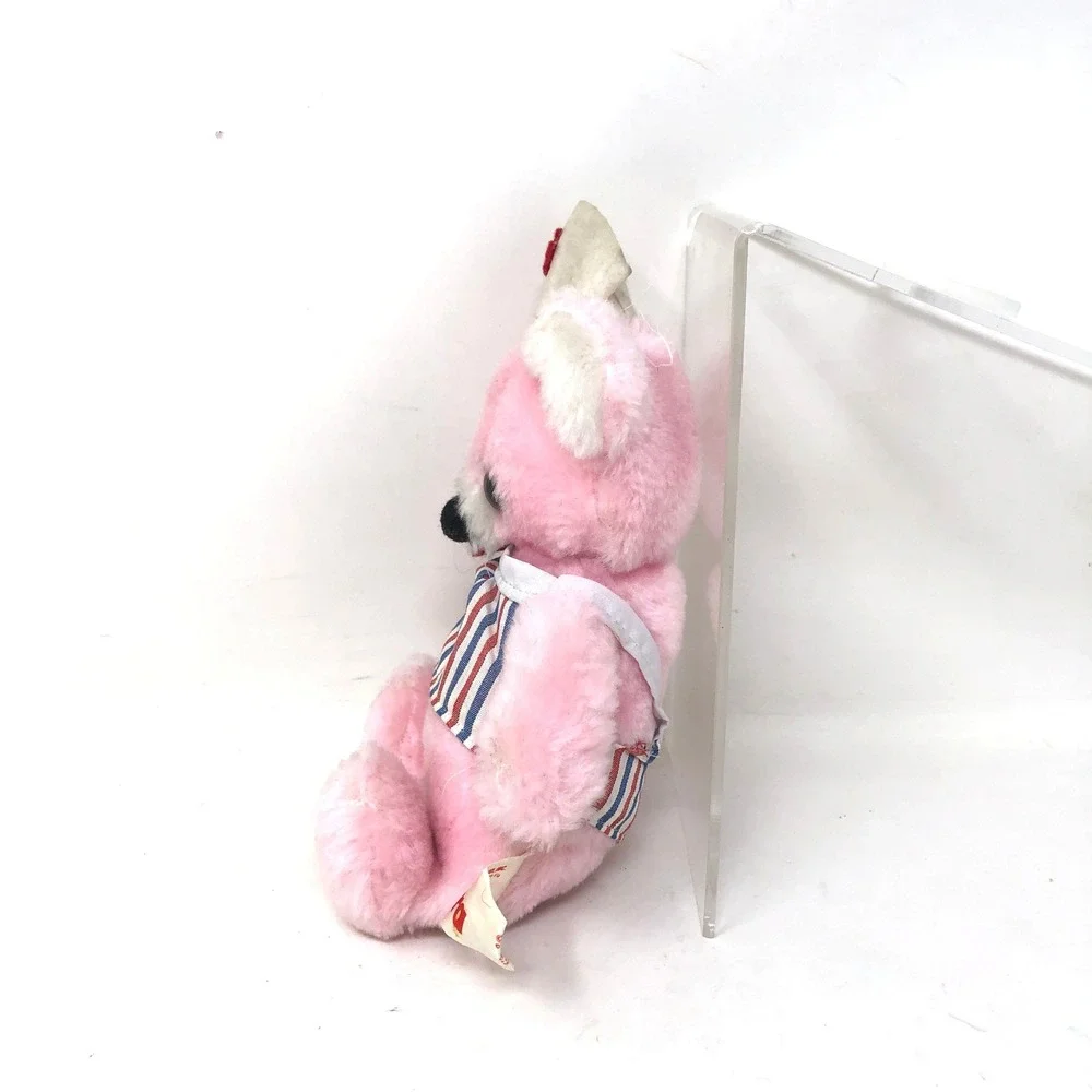 Vintage Russ Clara Nurse Teddy Bear Plush Pink Striped Outfit Red Cross 1977